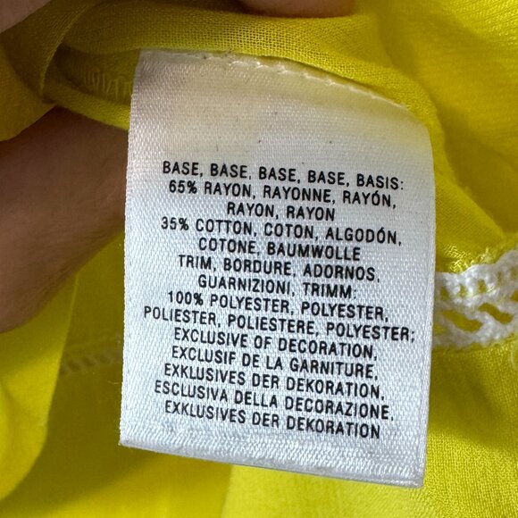 Moulinette Soeurs (Anthropologie) lemon yellow embroidered peasant top / sz 10 - Picture 7 of 11